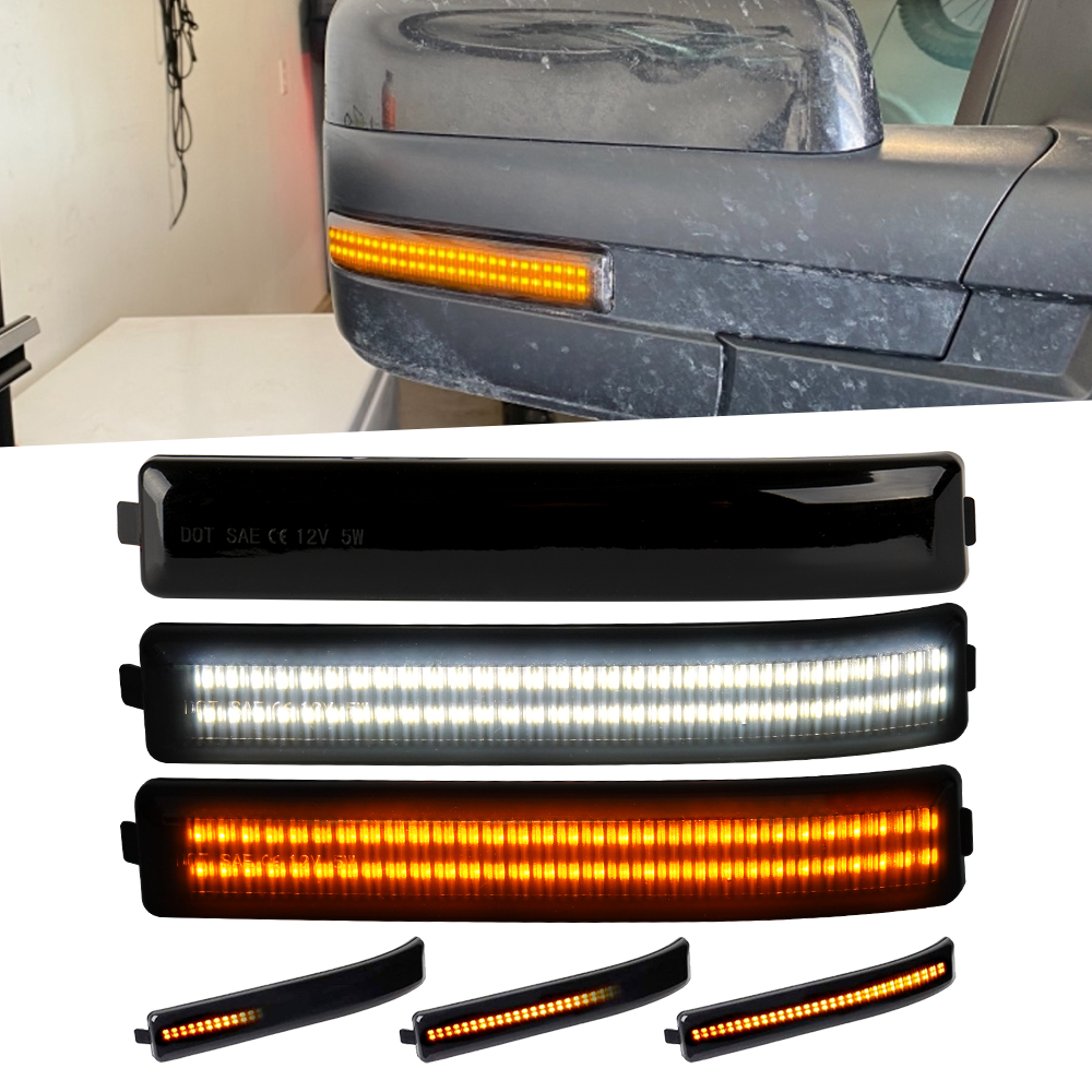 Ford Sequential Switchback LED LED laterale Retroview Specchio Riflettore Volta Luce di segnale con lente affumicato 