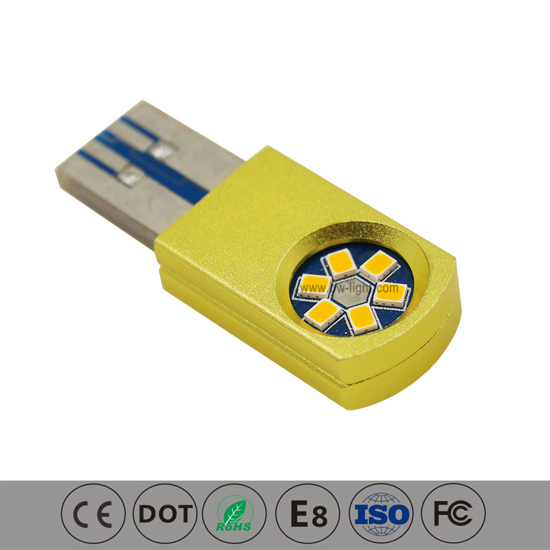 Bulbo interno T10 LED USB a LED GIALLO