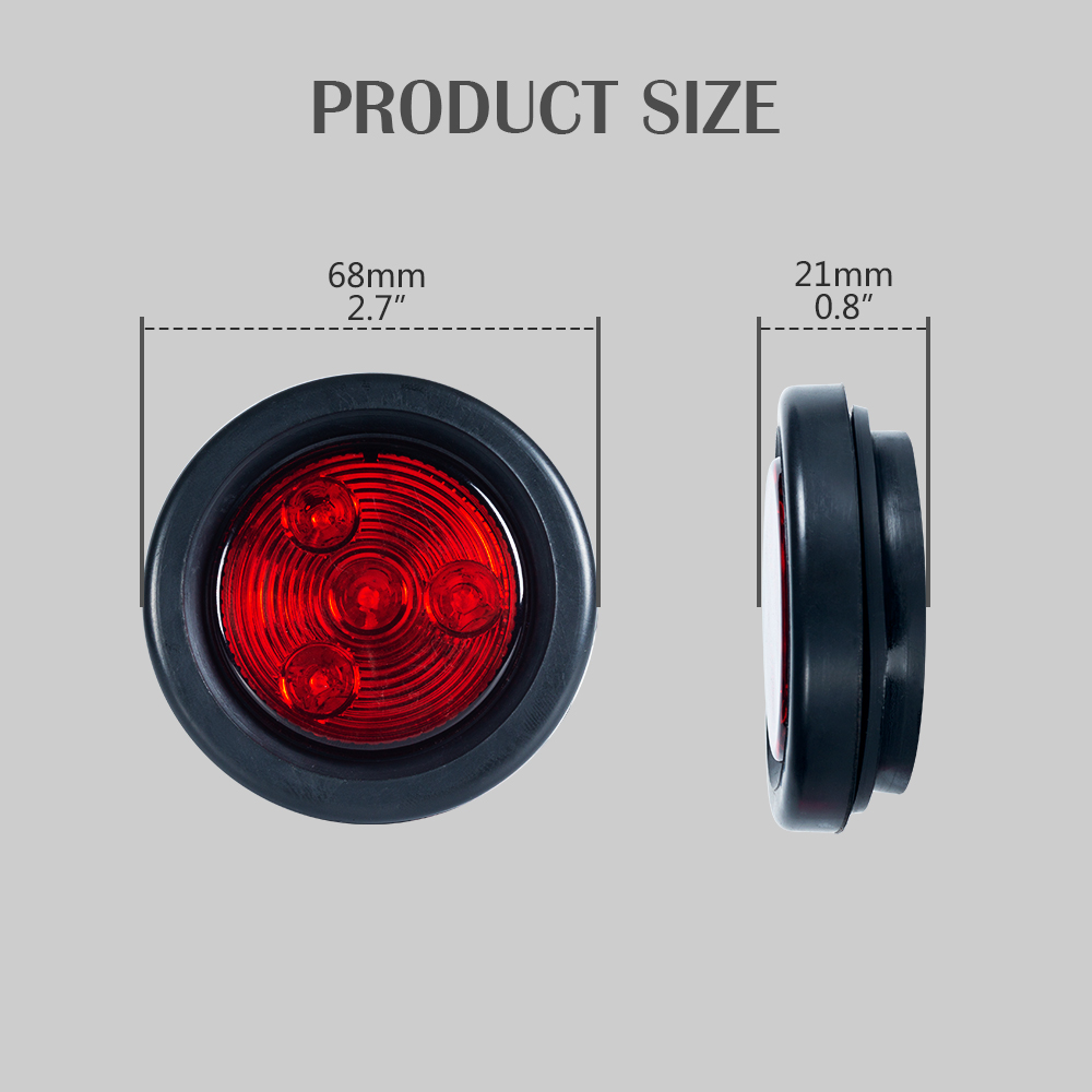 Luci di ingombro laterali a LED rotonde da 2 " rosse/ambra