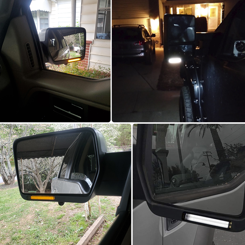 Ford F150 LED di spedizione Flash e DRL retrovisore Specchio retrovisore Segnali di svolta in esecuzione (lente affumicata)
