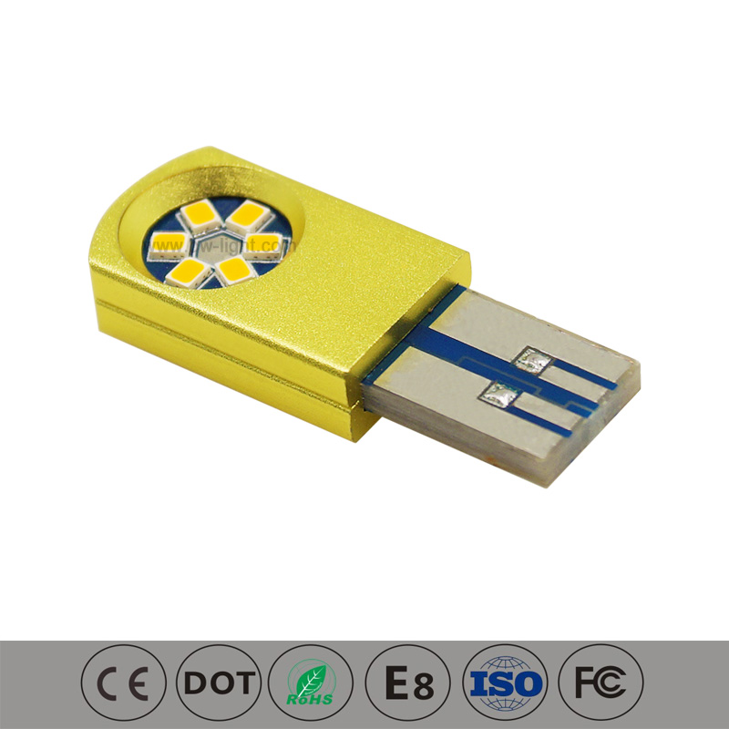 Bulbo interno T10 LED USB a LED GIALLO